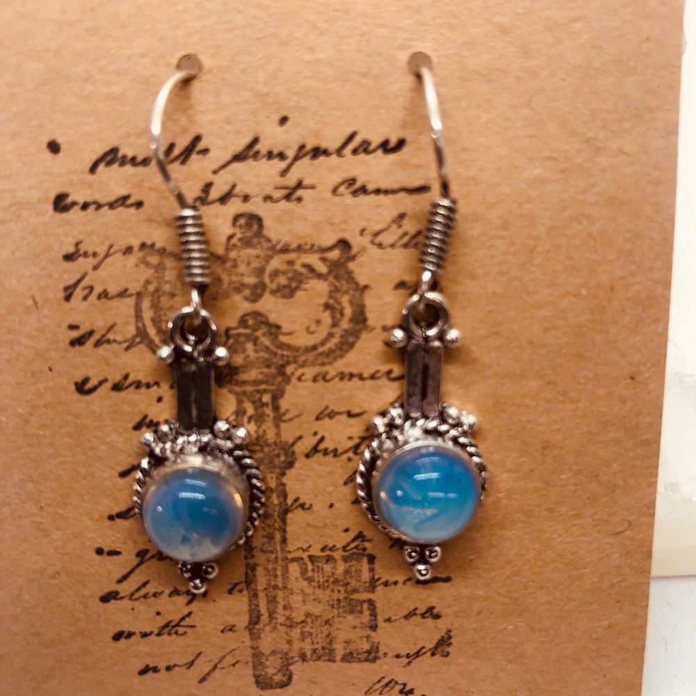 Opalite Gemstone 925 Sterling Silver Earrings Gift